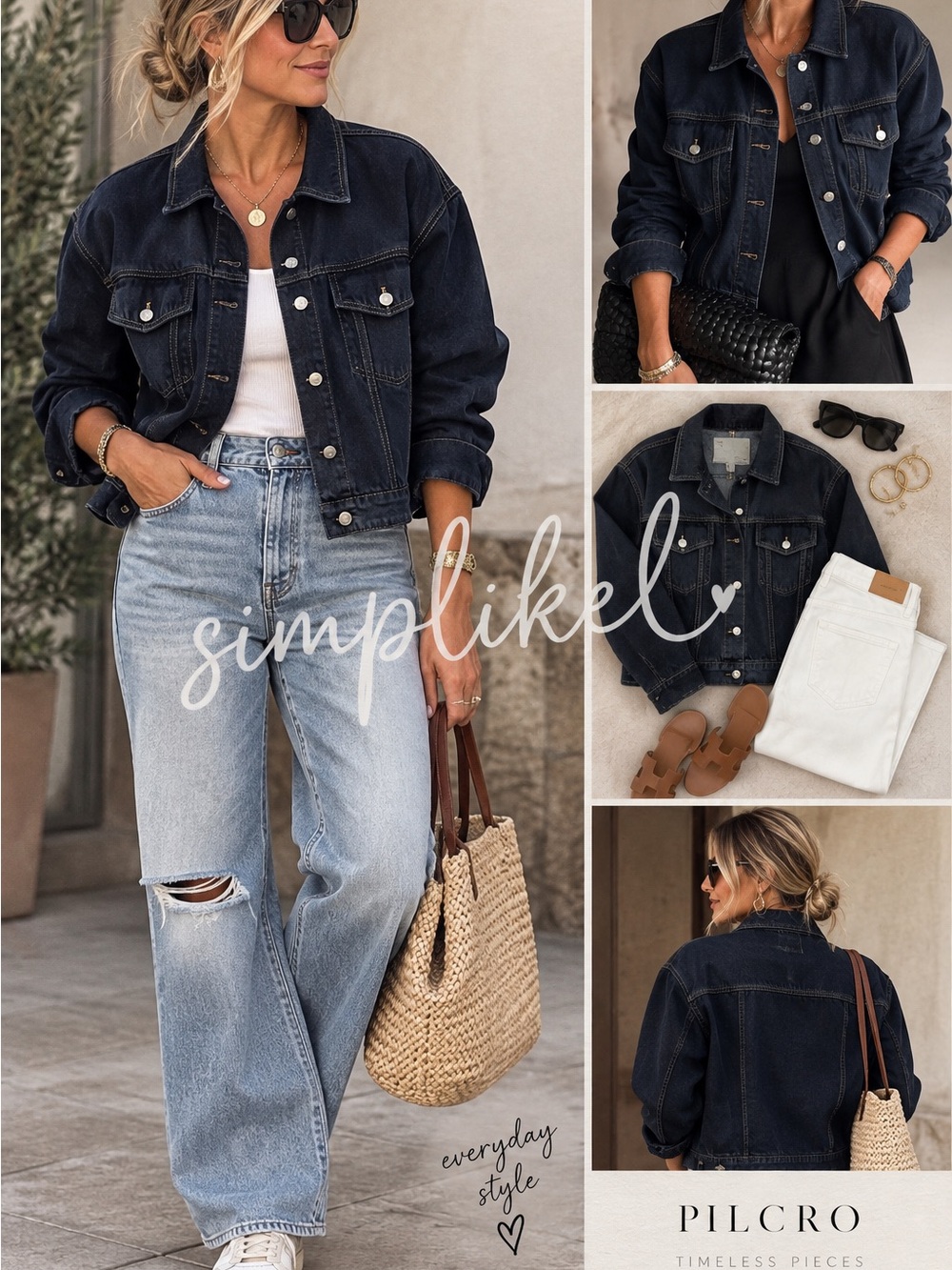 Anthropologie Pilcro Dark Indigo Cropped Denim Trucker Jacket size medium